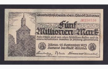 5 000 000 марок 1923г. 250550. Альтона. Германия, Бровары