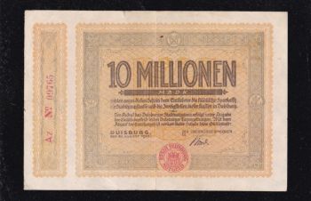 10 000 000 марок 1923г. Az 09765. Дуйсбург. Германия, Бровары