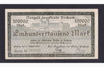 100 000 марок 1923г. Бохум. D 294107. Германия, Бровары