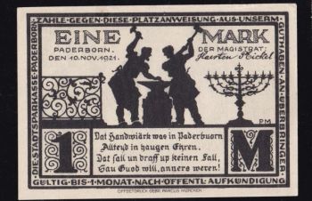 1 марка 1921г. Падерборн. Германия, Бровары