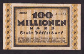 100 000 000 марок 1923г. 314584. Дюссельдорф. Германия, Бровары