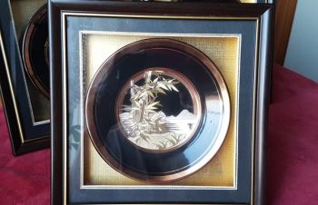 Картина сувенир, металлографика на керамике под стеклом, бамбук, 003, Кривой Рог