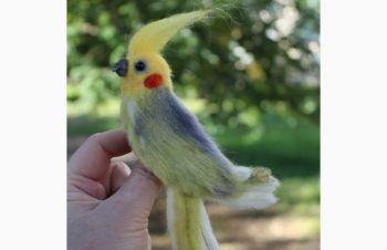 Брошь попугай корелла валяная из шерсти украшение игрушка интерьерная подарок сувенир, Одесса